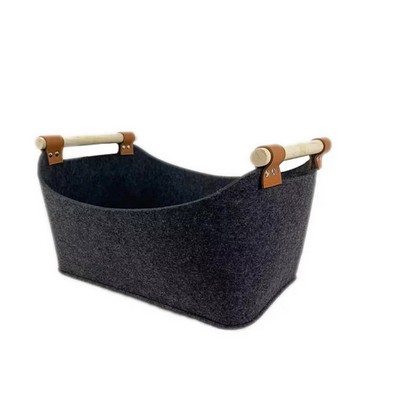 Wooden Handle Felt Storage Basket