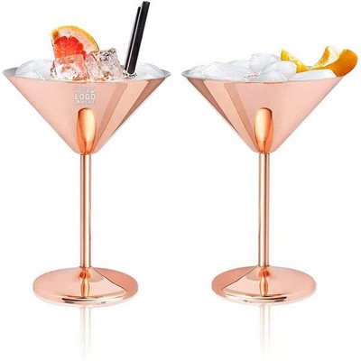 7oz Stainless Steel Rose Golden Martini Cocktail Glass