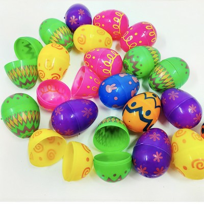 Plastic Printed Bright Easter Eggs 2.3" Tall for Easter Hunt Basket Stuffers Fillers Classroom