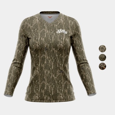 Mossy Oak® Women's 4.4 Oz. Polyester Interlock Long Sleeve T-Shirt