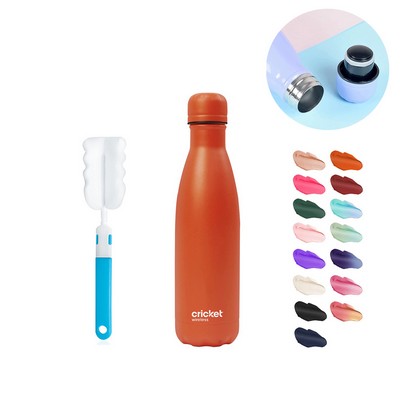 17 oz Double Wall Stainless Steel vacuum Insulated Travel Bottle with sponge brush