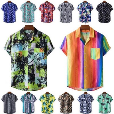 Summer Hawaiian Beach Short Sleeves Men Shirts