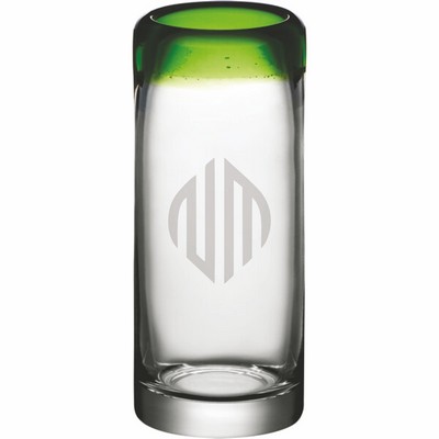 Deep Etched or Laser Engraved Acopa Tropic 3 oz. Shooter Glass with Green Rim