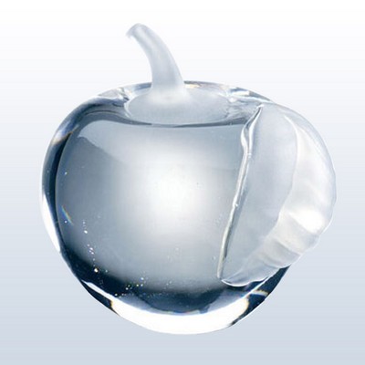 Molten Glass Apple Award With Frosted Leaf