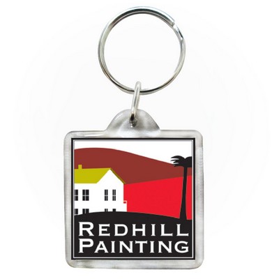 Clear Square Acrylic Key Tag (Full Color 1 Art / 2 Locations)