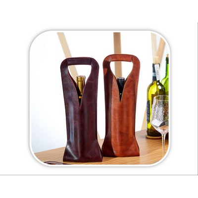 Luxury PU Leather Wine Bottle Carry Bag