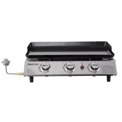 Keg Products Silver/Black Mini 3-Burner Portable Gas Griddle w/Anti-Slip Feet