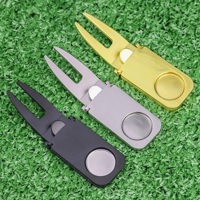 Multifunction Golf Divot Tool for a Greener Course With Magnetic Cigar Holder