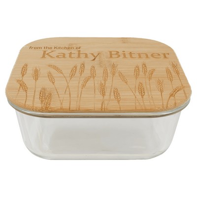 37 oz. Square Glass Container with Bamboo Lid