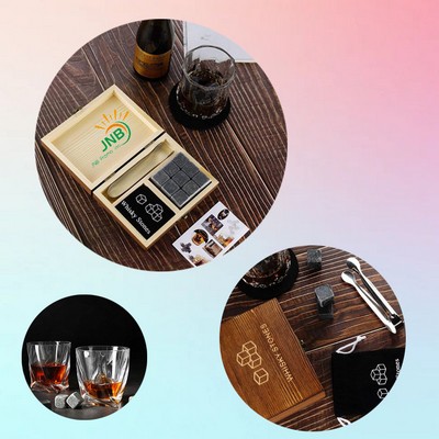 Whiskey Chilling Stones Gift Set in Wooden Box