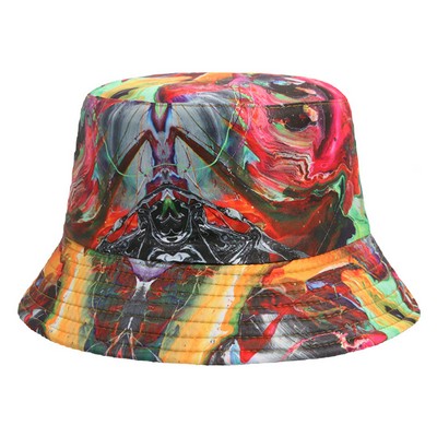 #3 Geometric Tie-dye Flower Pattern Basin Cap Bucket Hat