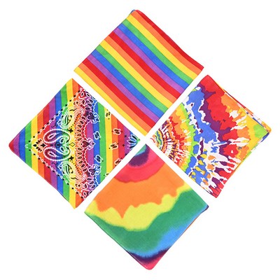 21"x21" LGBT Rainbow Polyester Bandana Stripe Square Scarf