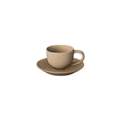 blomus Kumi Fungi Beige Stoneware Espresso Cups w/Saucers (Set Of 2)