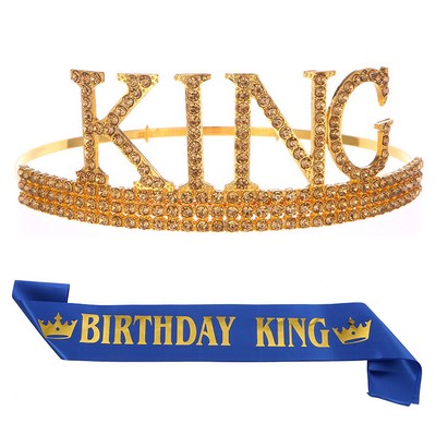 Birthday King Crown W/ Sash