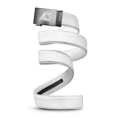 Gun Metal Buckle, White Leather Strap