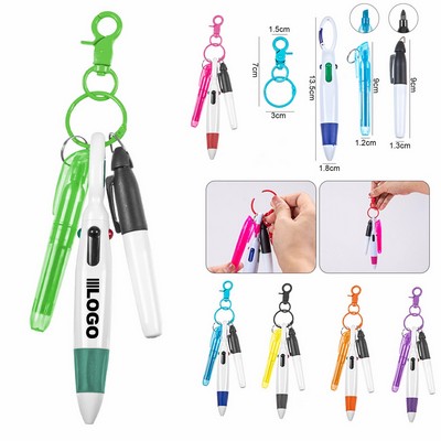 Nurse Ballpoint Pen Highlighter Marker Set Keychain