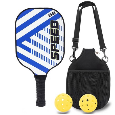 Glass Fiber Pickleball Racket Paddle & Ball Set w/ Shoulder Bag