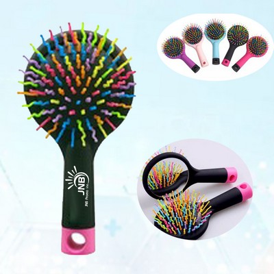 Mirror Hair Comb with Stylish Rainbow Design