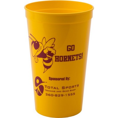 22 Oz. Smooth Walled Plastic Stadium Cup with Automated Silkscreen Imprint