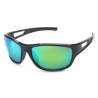 Sunglasses - Green Mirror Lenses - Black Frames