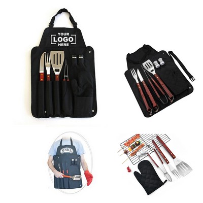 8 Piece BBQ Grill Tool Set with Storage Apron