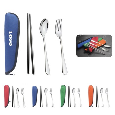 Three-Piece Cutlery Set With Triangle Bag