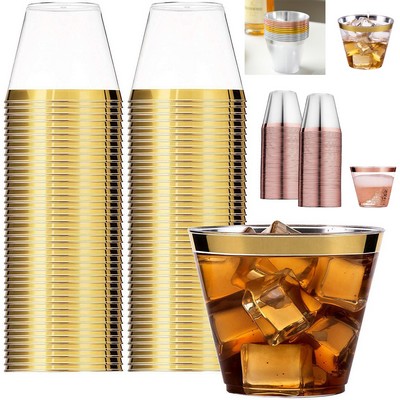 9 OZ Clear Gold Rimmed Disposable Wedding Cup