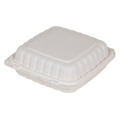 9 x 9 x 3 Mineral Plastic Clamshell Box - White