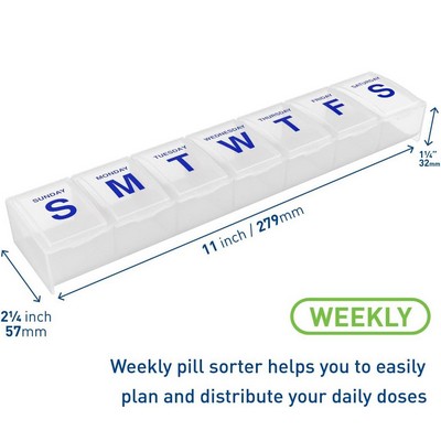 Weekly (7-Day) Pill Organizer, Vitamin Planner, Medicine Box, SmallCompartments,Convenient cabin