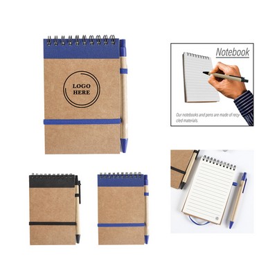 Kraft Paper Spiral Jotter With Pen