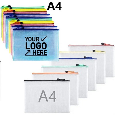 A4 Waterproof PVC Zipper File Bag for Documents and Storage