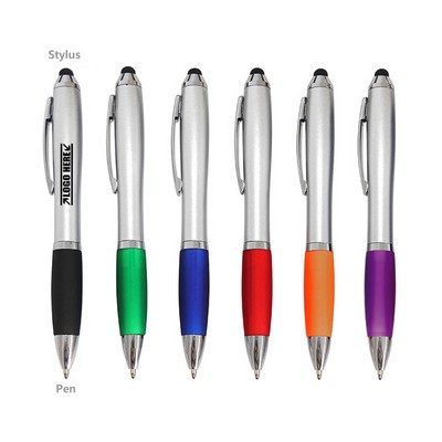 Silver Click Pen With Stylus