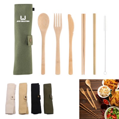 6 PCS Bamboo Utensils Cutlery Set