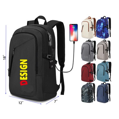 Anti-theft Laptop Backpack for Men Business Backpack Work Daypack with USB Charging Port Lock