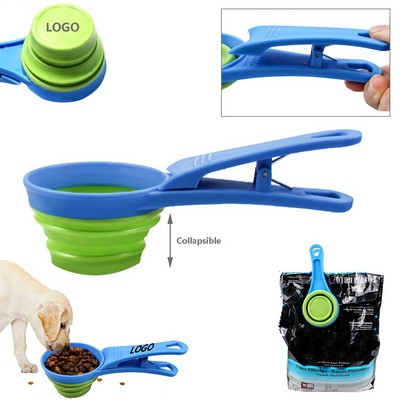 Multifunctional Collapsible Pet Feeding Scoop With Clip