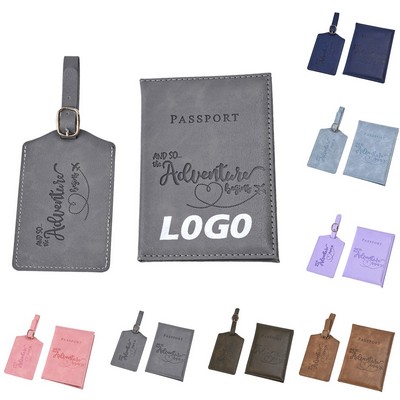 PU Embossed Brave Adventure Passport Cover Luggage Tag