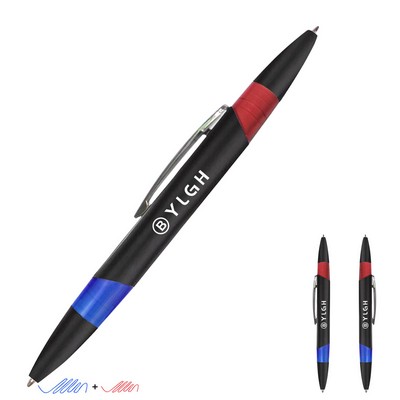 Black Barrel Blue Red 2 Colors Pen