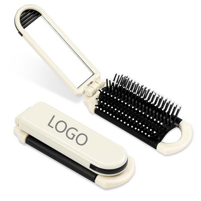 Fold able Travel Hair Brush with Mirror