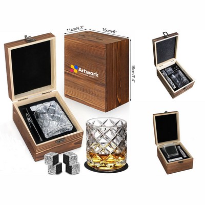 Whiskey Stones Gift Set for Men 4 Granite Chilling Whiskey Rocks Whiskey Glass and and Stones Set