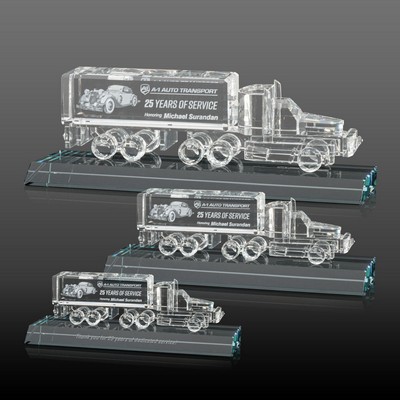 Crystal 18 Wheeler on Base 3D - Clear