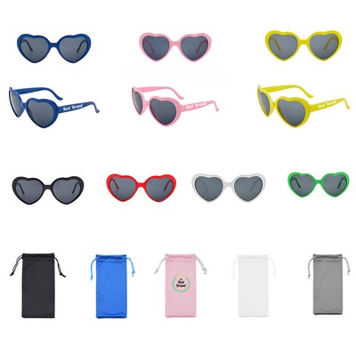 Irregular Heart Sunglasses Come with Fiber Eyeglass Pouch