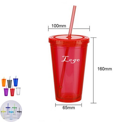 16OZ Plastic Cups With Straw