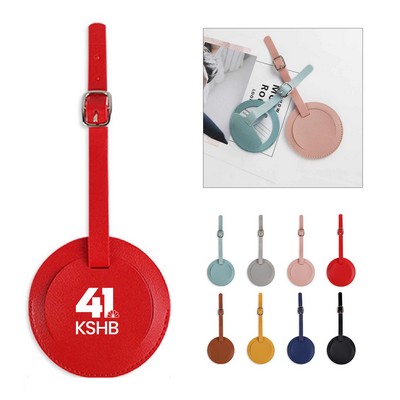 Round PU Leather Luggage Tag