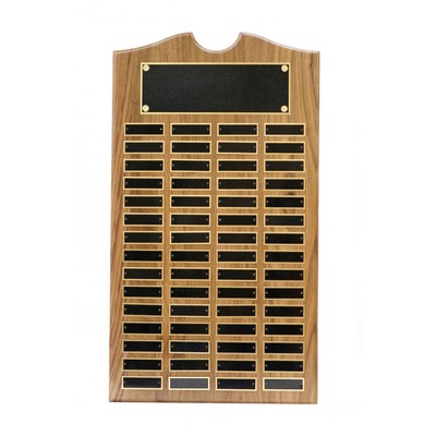 Roster Series American Walnut Plaque w/ 72 Individual Black Brass Plates (14"x25")