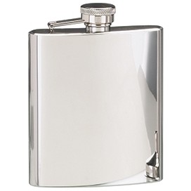 Polished Stainless Steel Finish Flask w/Captive Screw On Lid