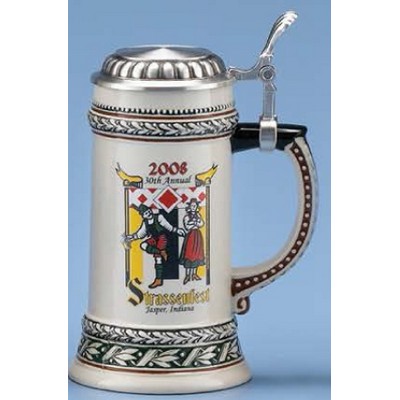 Multi-Colored Stoneware Relief Stein Mug w/Custom Decals