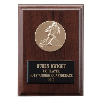 Walnut Finish Plaque w/Black Plate & 2" Diameter Insert Space (4 ½"x 6")