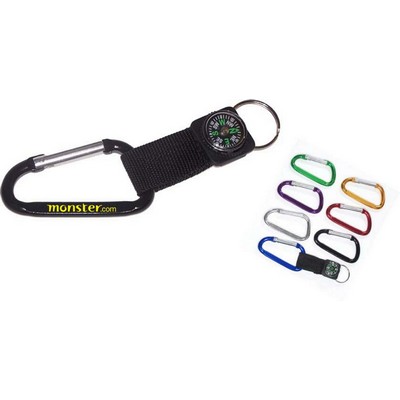 Aluminum Carabiner w/Compass - 7 Cm