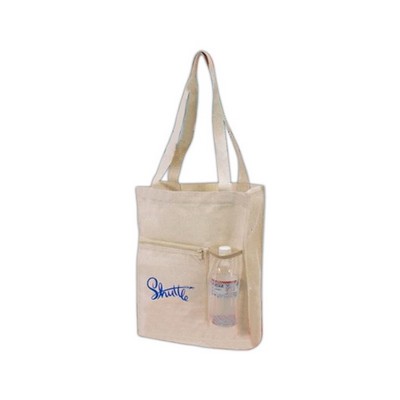 Canvas Mesh Tote Bag w/Bottle Holder