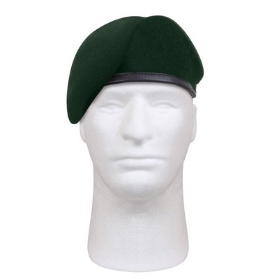 GI Type Green Inspection Ready Wool Beret w/No Flash